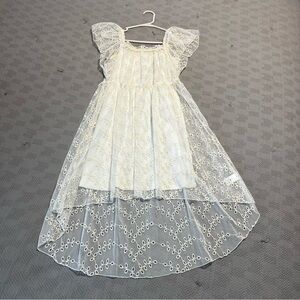 Girls Allie B Cream Eyelet Dress Size 14